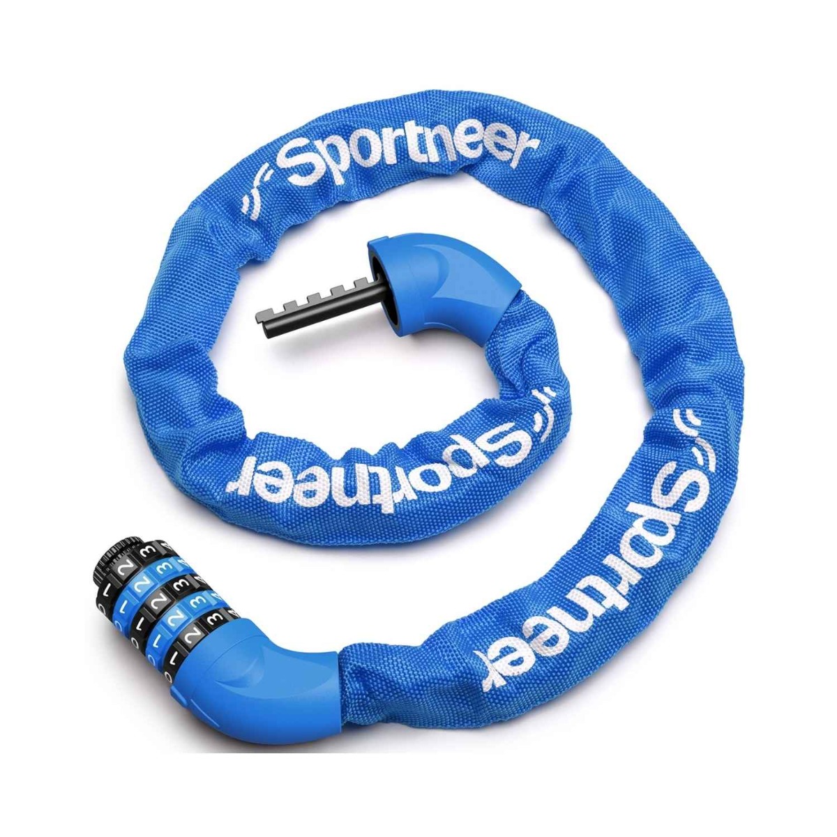 Sportneer 5 Digit Combination High Security Bike Chain Lock Blue
