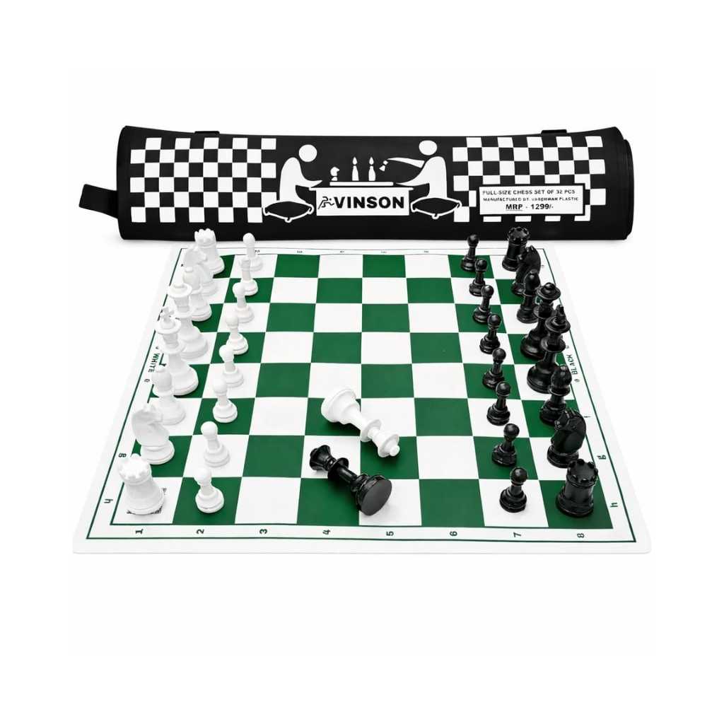 Vinson 17x17 FIDE Tournament Chess Set with Vinyl Roll-up Mat