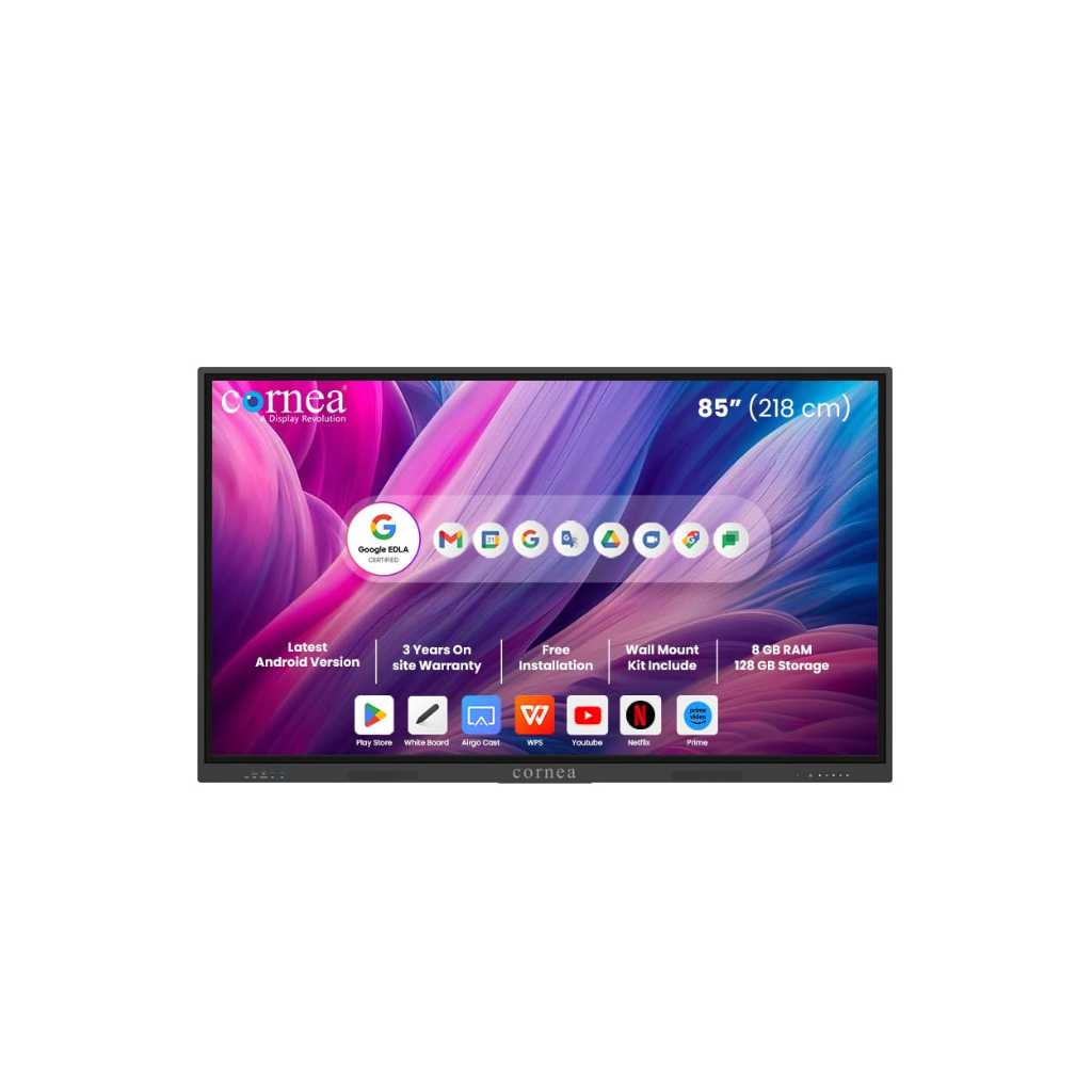 Cornea 86 Inch 4K UHD Interactive Flat Panel Monitor with 48MP Camera & 8 Array Mic