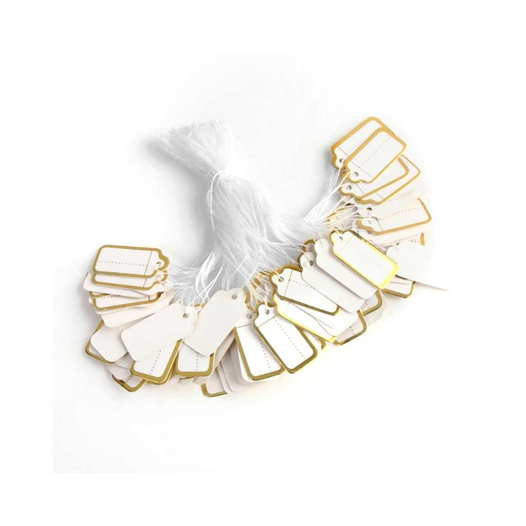 500 pcs Jewelry Price Tags with String Attached Paper Display Labels with Elastic String
