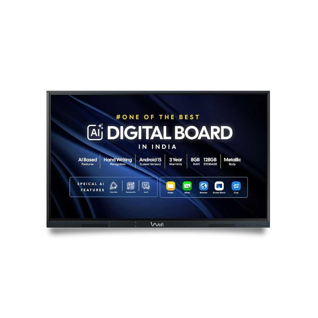 AIWaft Turbo AI 75 Inch 4K UHD Interactive Flat Panel Android 14 Smart Board