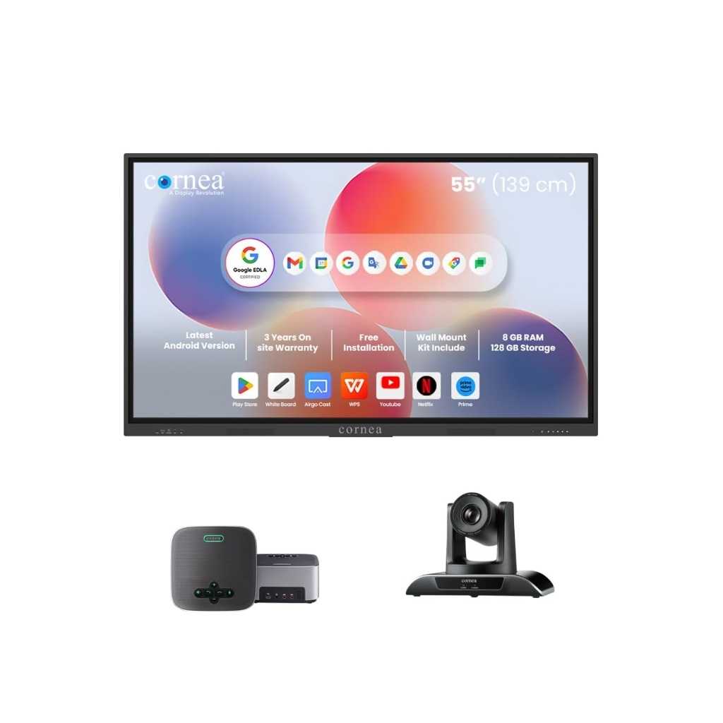 Cornea A to Z Conference Setup Solution with 65 Inch 4K UHD Interactive Flat Panel