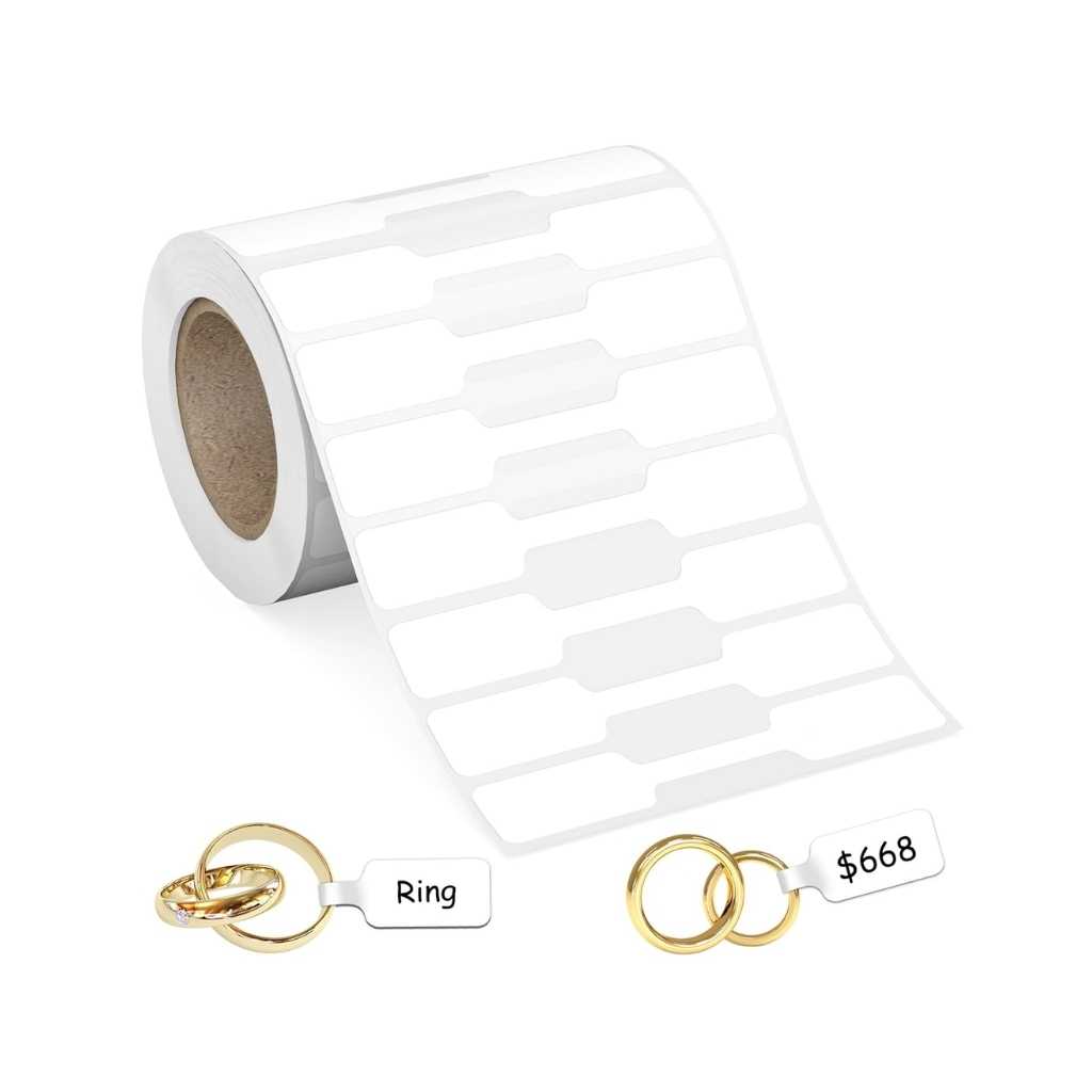 500 Pieces Jewelry Price Tags Stickers Roll Rectangular Self Adhesive Identification Labels