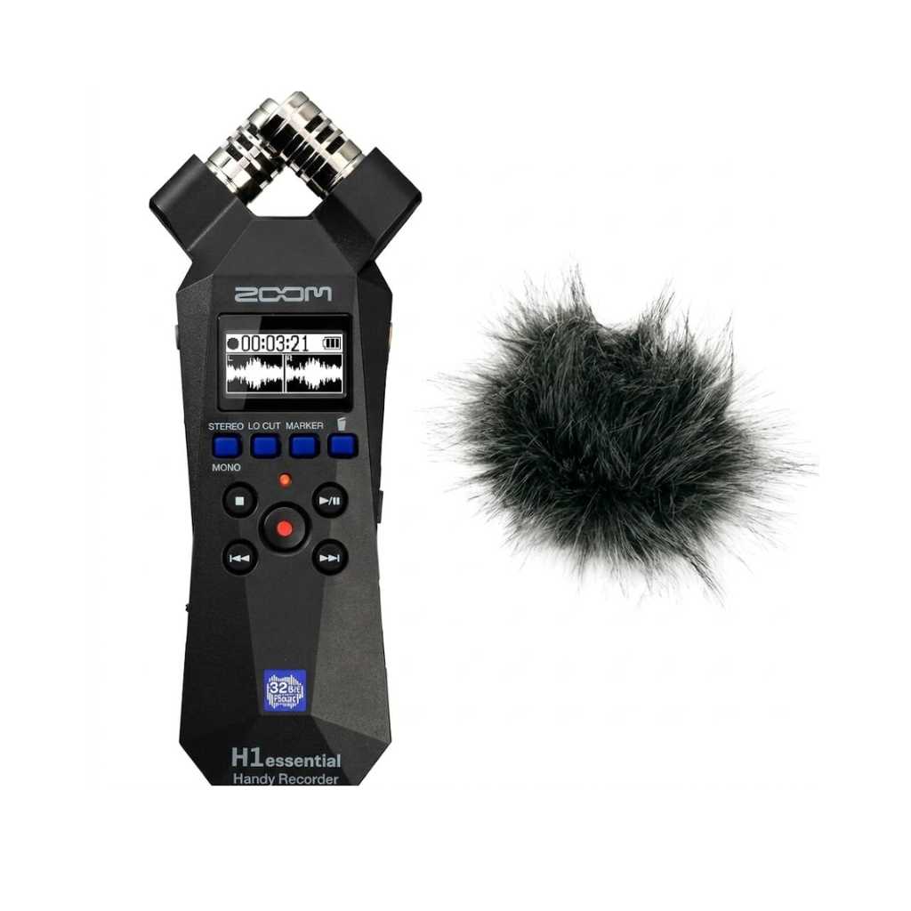 Zoom H1essential 2-Track 32-Bit Float Portable Audio Recorder Bundle with WSH-1E Hairy Windscreen