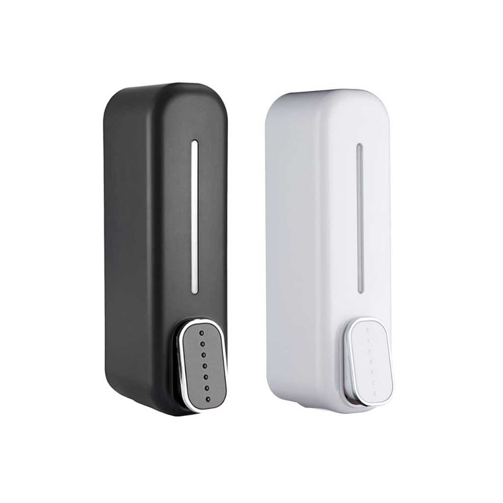 BATH GURU 350ml Wall Mounted Liquid Soap Dispenser Black White Pack of 2