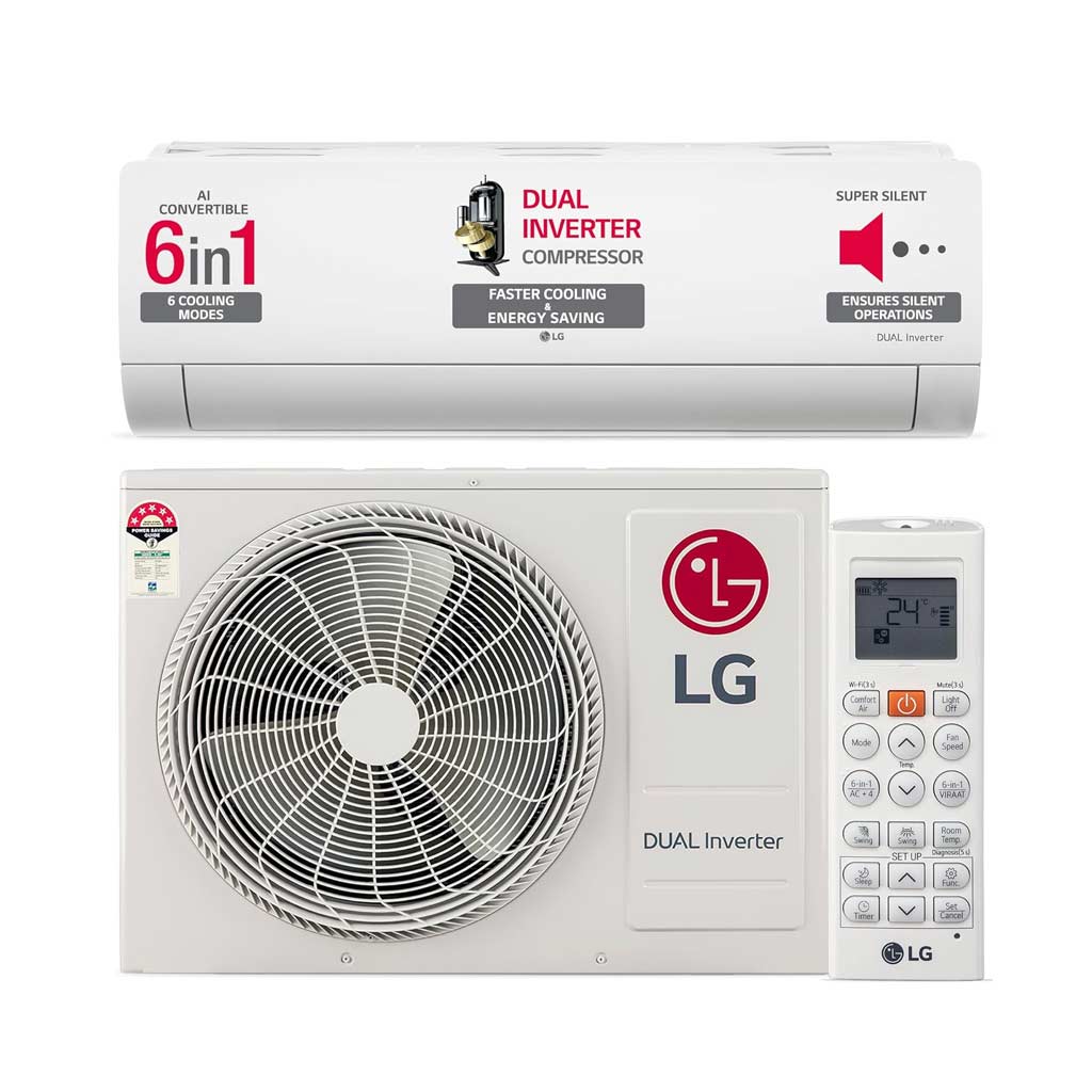 LG 1.5 Ton 5 Star Dual Inverter Split AC white
