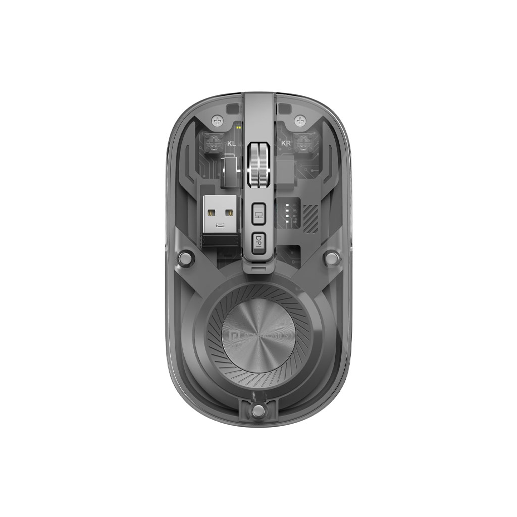 Portronics Toad 8 Transparent Wireless Bluetooth Mouse with Dual Mode (BT + 2.4GHz), Rechargeable Battery (Grey)