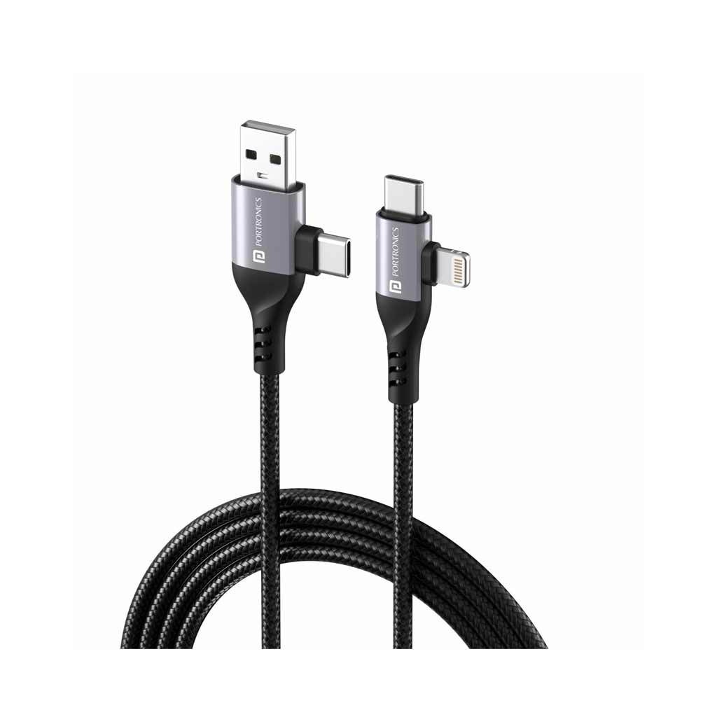 Portronics Konnect 4-IN-1 Multi-Functional Fast Charging Cable (Black)