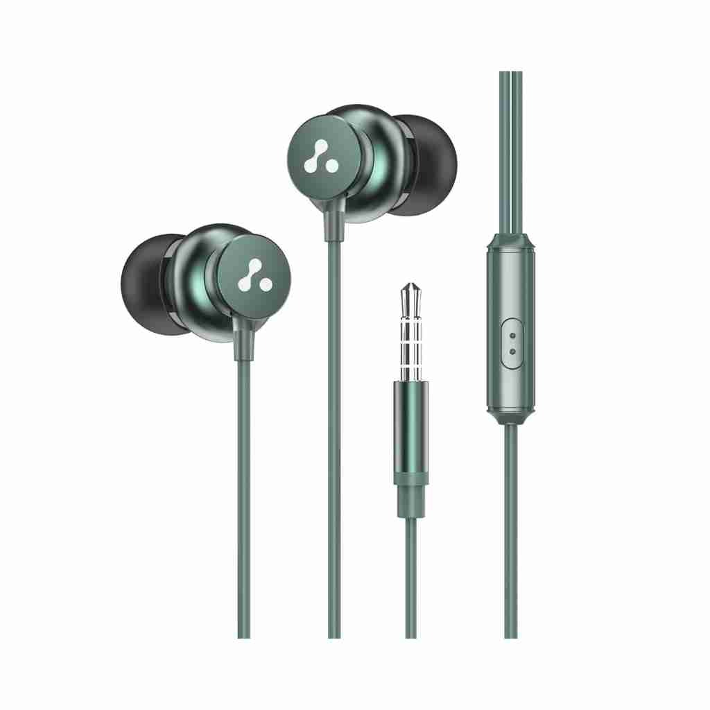 Ambrane Stringz 38 Wired Headphones with Mic (Green)
