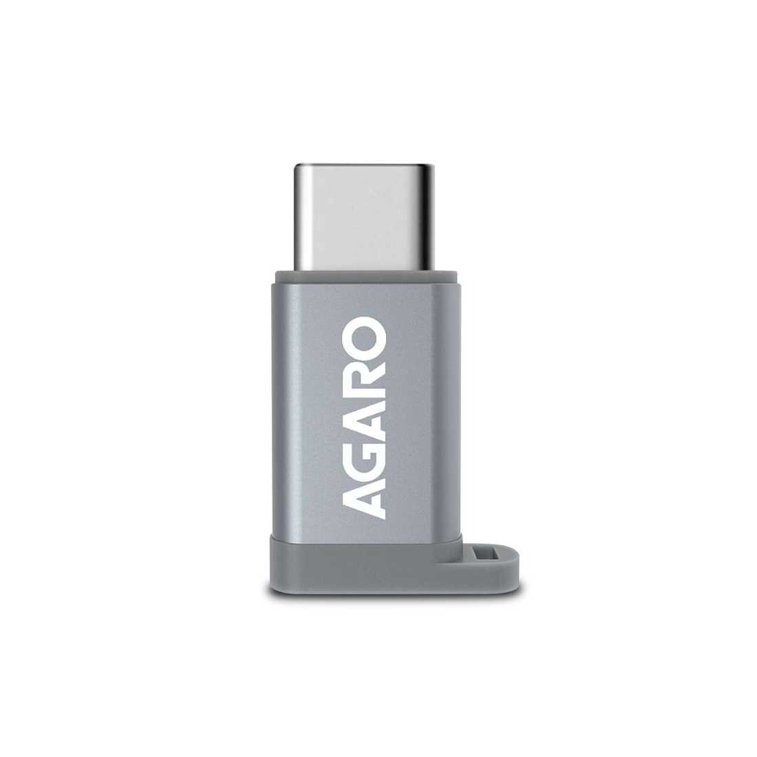 AGARO Micro USB to Type-C OTG Adapter (Metallic Grey)