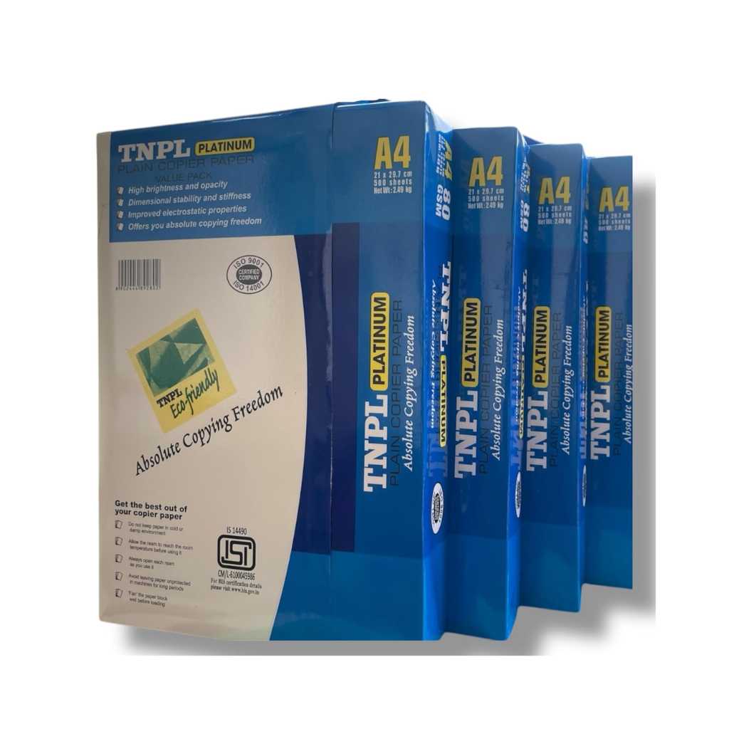 TNPL A4 Copier Paper 80 GSM Pack of 4 (2000 Sheets)