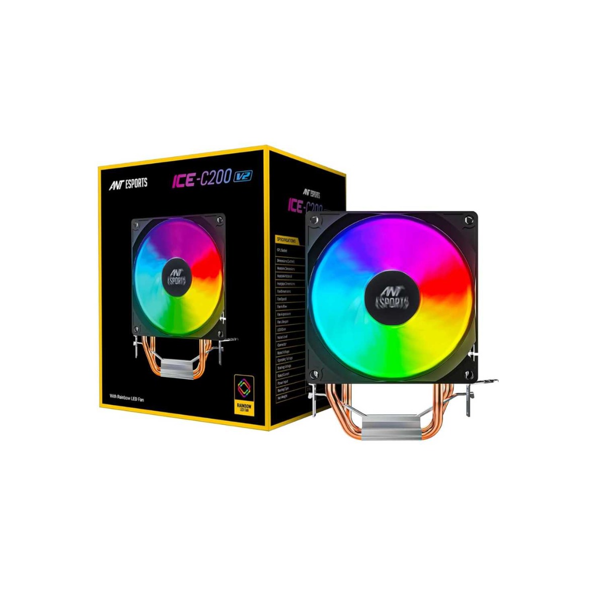 Ant Esports ICE-C200 V2 CPU Cooler/CPU Fan with Rainbow LED Fan