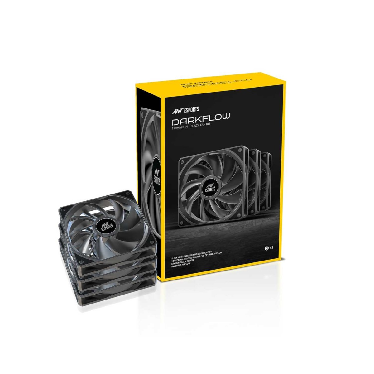 Ant Esports Darkflow 120mm 3-in-1 Case Fan Kit - Black