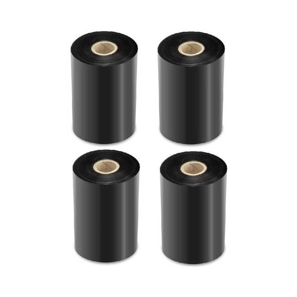 Youtech 80mm X 300meters Wax Ribbon Ink Barcode Labels High Quality Set of 4 Non-Adhesive Paper Label (Black)