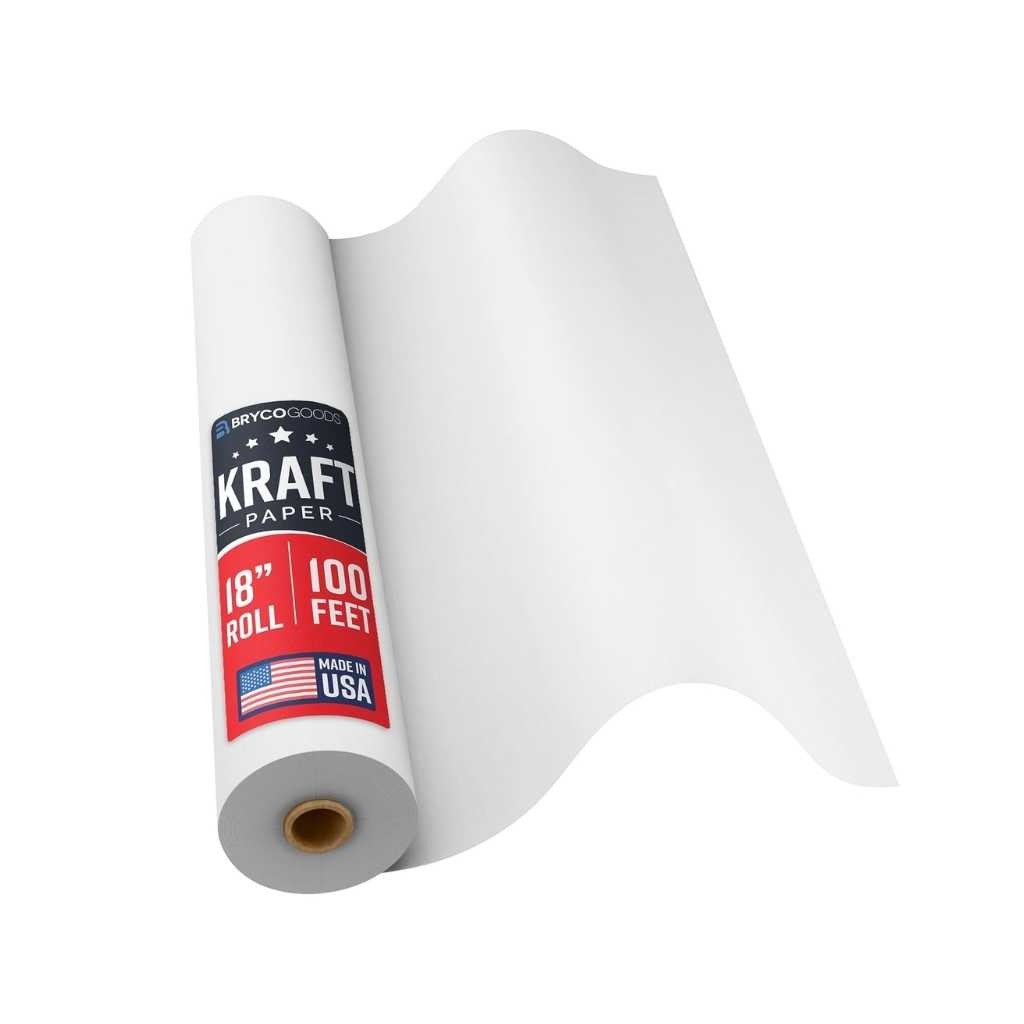Bryco Goods White Kraft Arts & Crafts Paper Roll 18 Inch x 1200 Inch