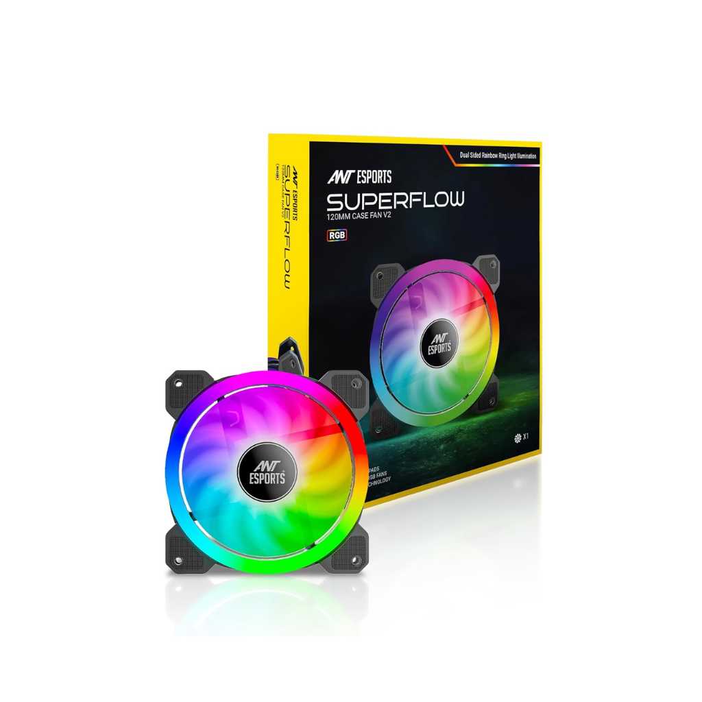 Ant Esports Superflow V2 120 Auto RGB 120mm Case Cooling Fan (Black)