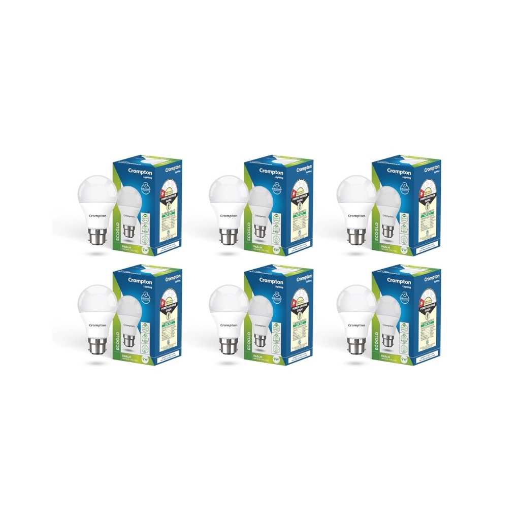 Crompton Param LED Bulb 9W Cool Day Light B22 Base (Pack of 6)