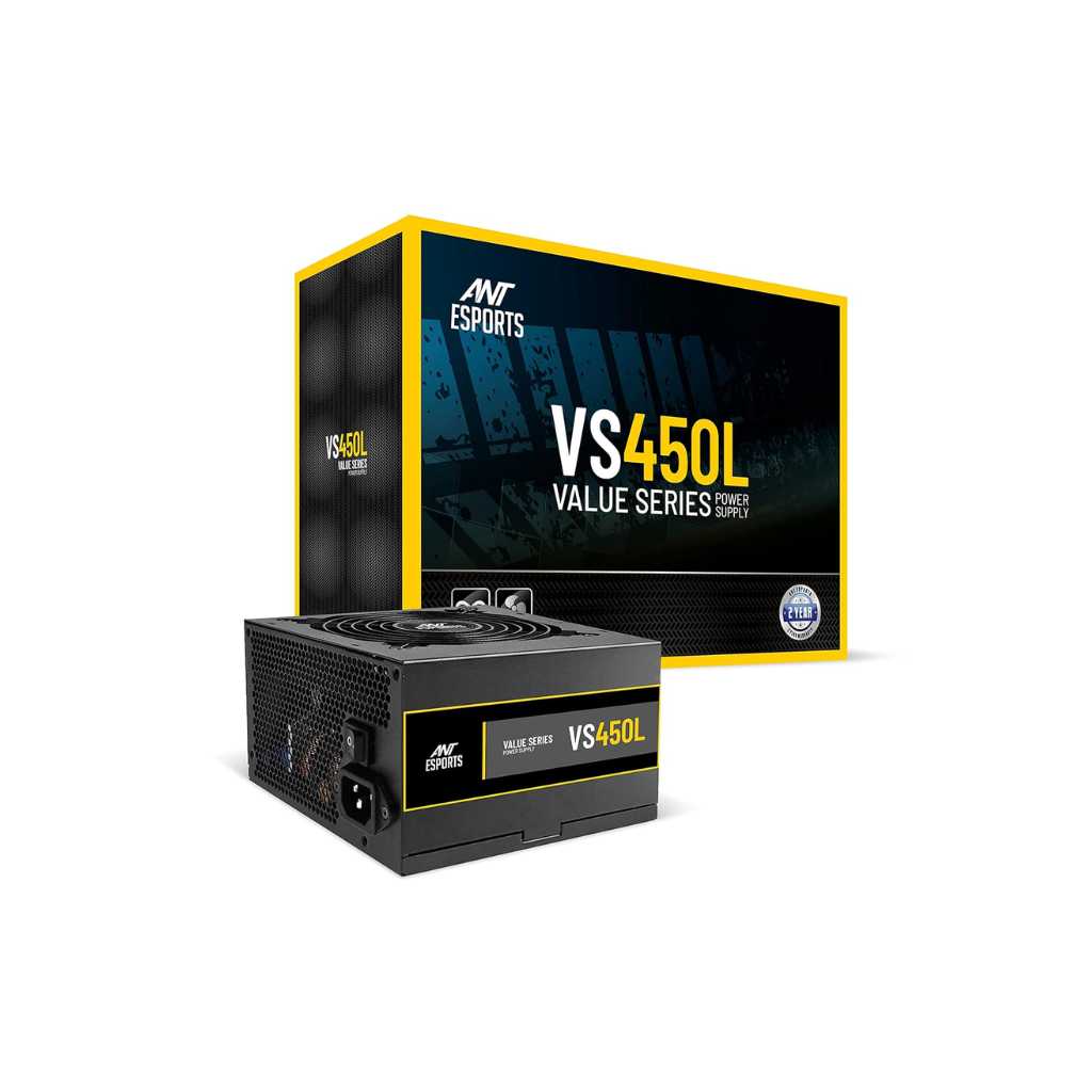 Ant Esports VS450L Non-Modular High Efficiency Gaming Power Supply PSU with 1 x PCIe and 120mm Silent Fan
