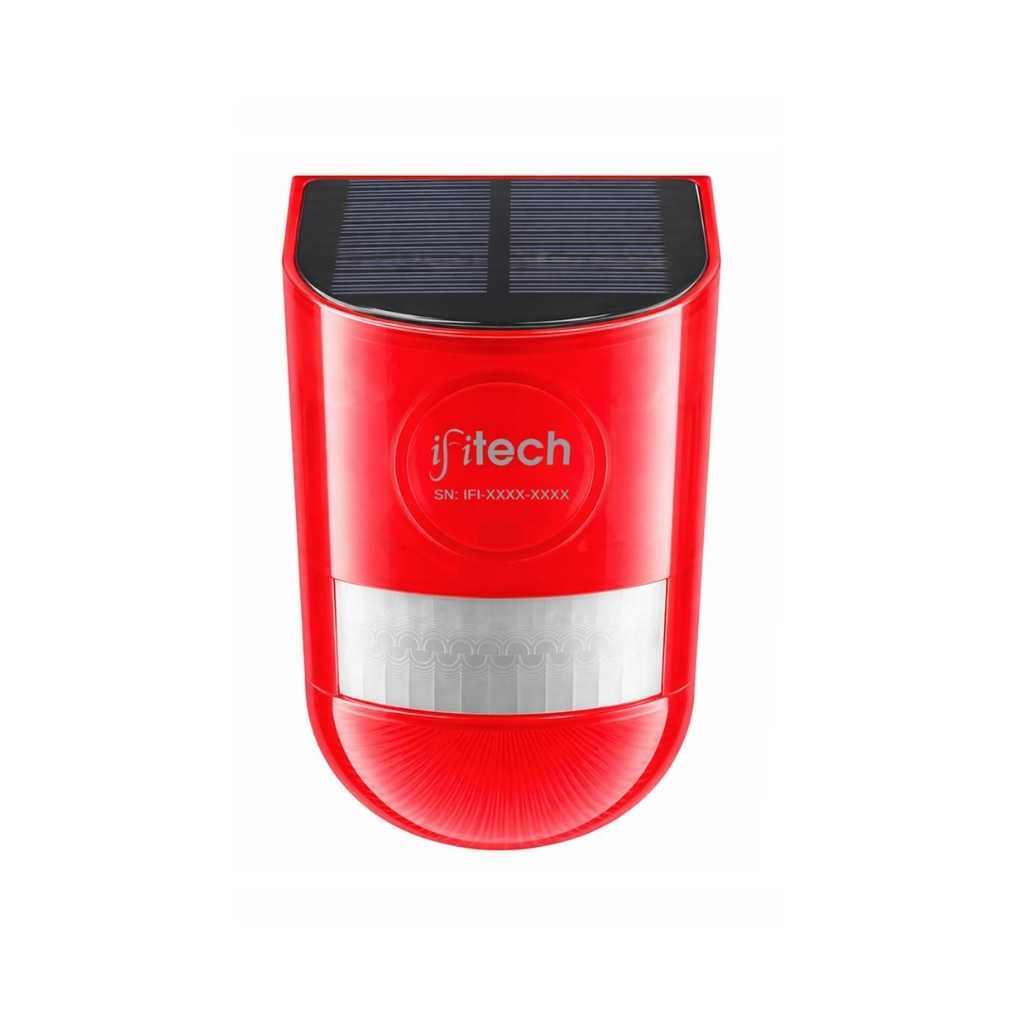 IFITech Solar Motion Sensor Alarm with Strobe Light and 129 dB Siren