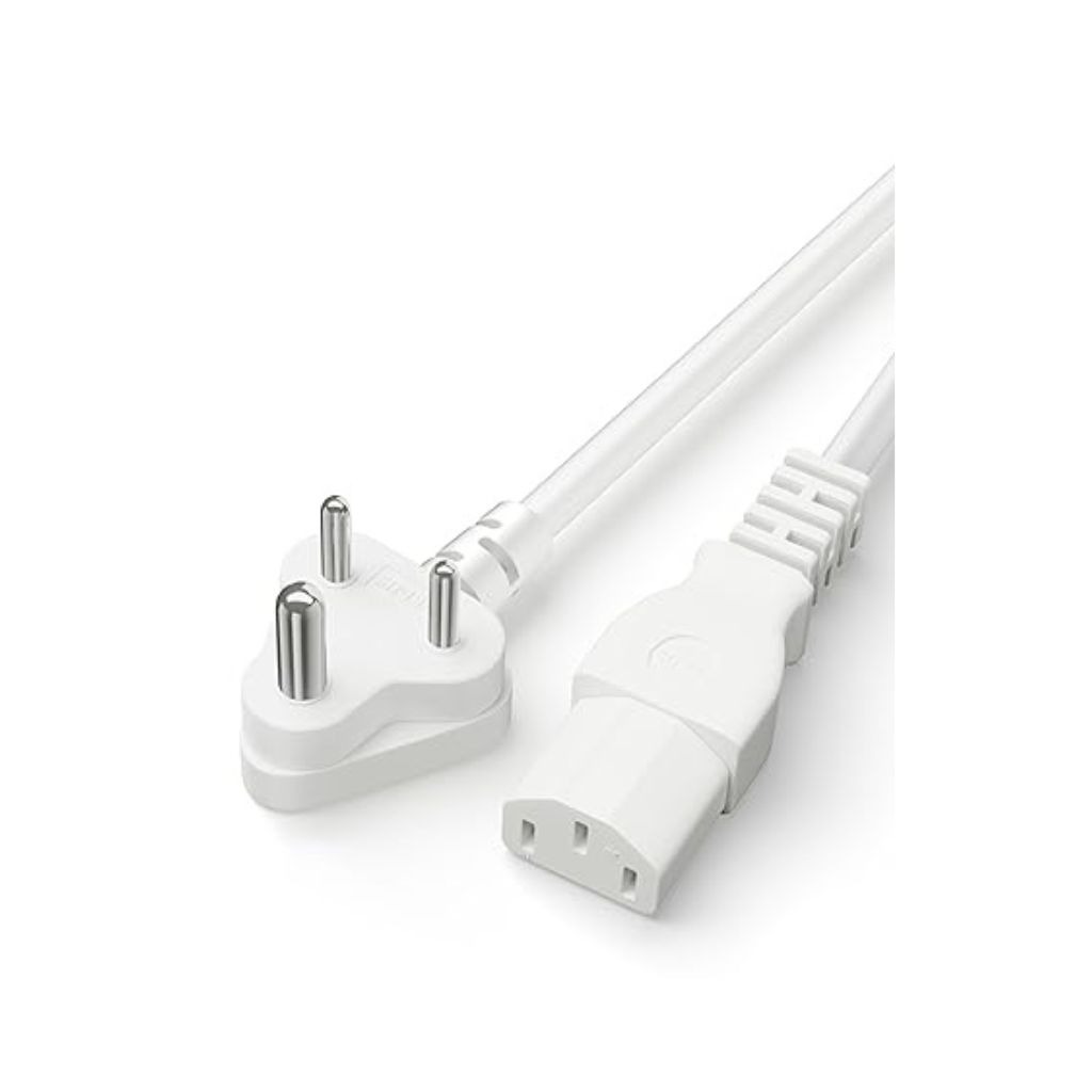 FEDUS 1.8M 3 Pin IEC Power Cord for PC, Monitor, Printer & TV - White
