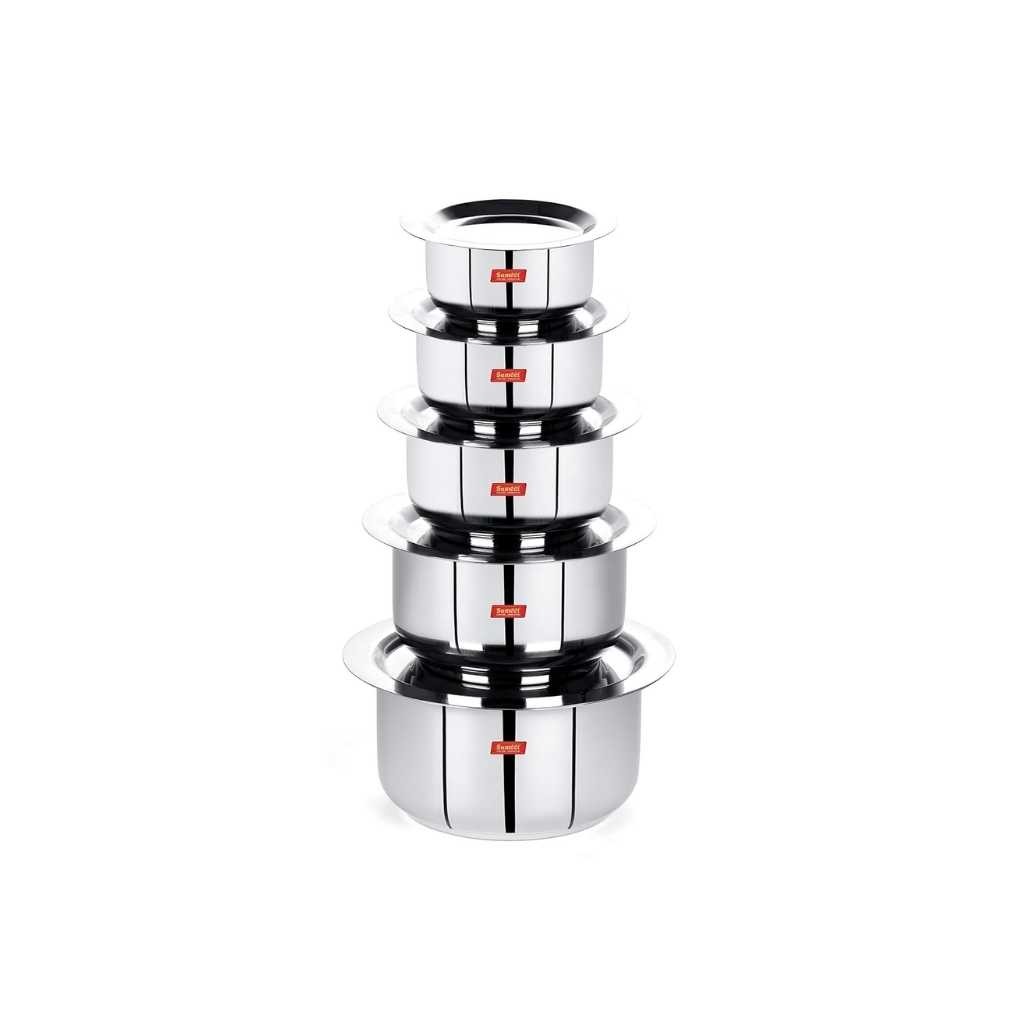 Sumeet Stainless Steel Friendly Tope Patila Cookware Set with Lids