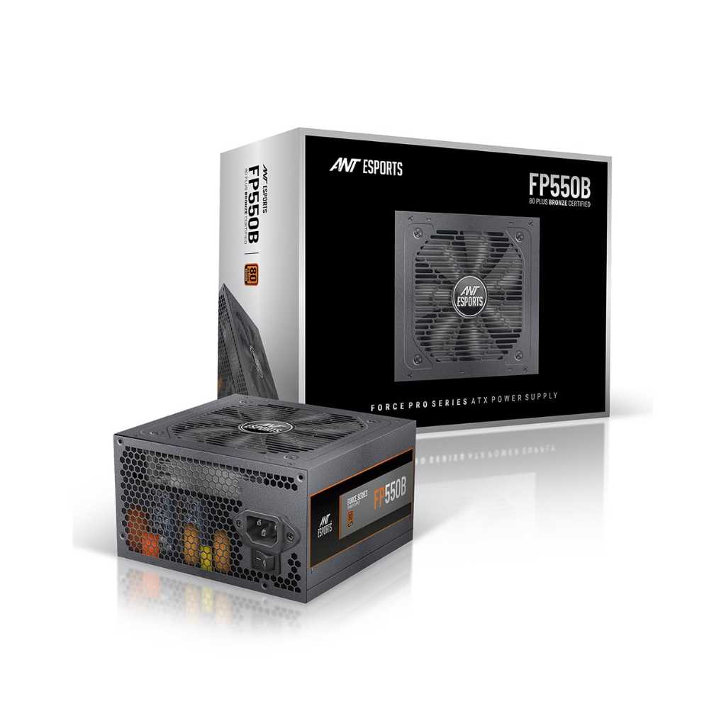 Ant Esports FP550B 80 Plus Bronze Certified Non Modular Gaming Power Supply PSU with Active PFC, Flat Black Cables and Silent Fan