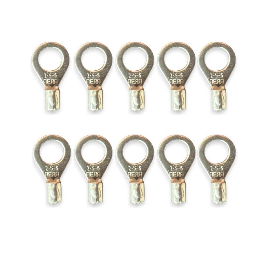 ASOT Copper Cable Lug 2.5SQMM CU 6MM HOLE Pack of 10 Heavy Duty Wire Connector for Solar, Inverter & Battery Use Tin Plated Ring Type Terminal Lug