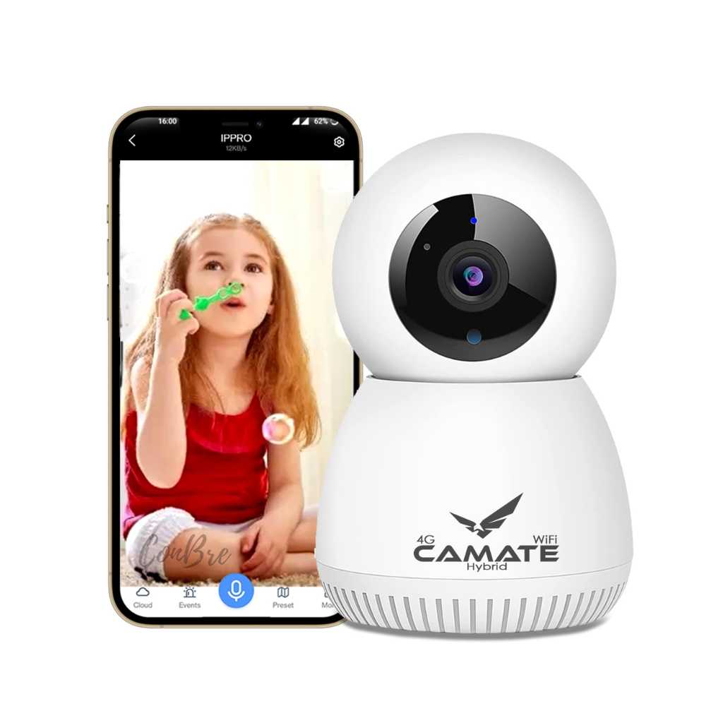 CAMATE Hybrid 4G SIM + Wi-Fi 3MP Smart Indoor CCTV Camera
