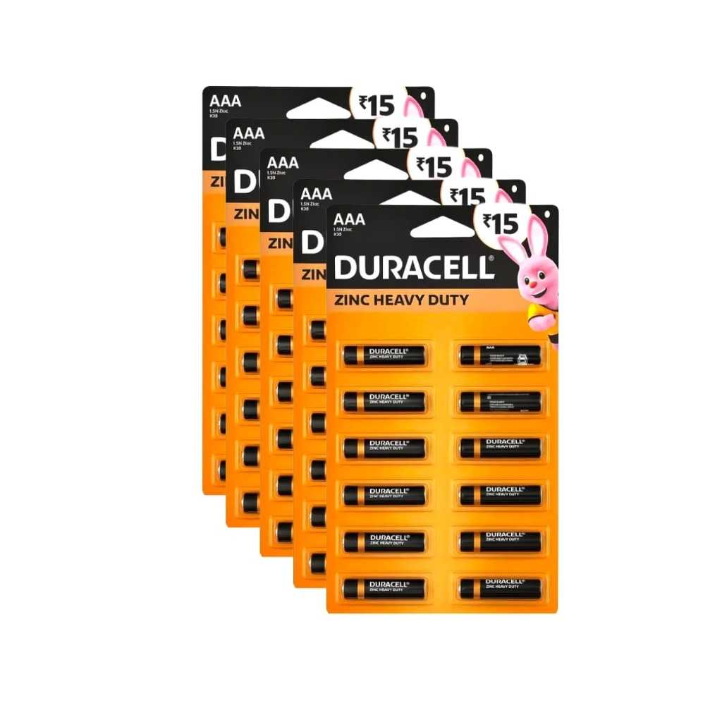 Duracell Zinc Heavy Duty Battery AAA (Pack of 60)