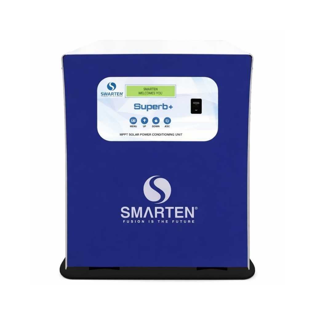 Smarten Superb+ 3600VA Solar Inverter for Home 24V Solar PCU with 70A MPPT Pure Sine Wave Hybrid Solar Inverter Supports Lithium, Tubular & SMF Batteries Dual Battery 3 Year Warranty