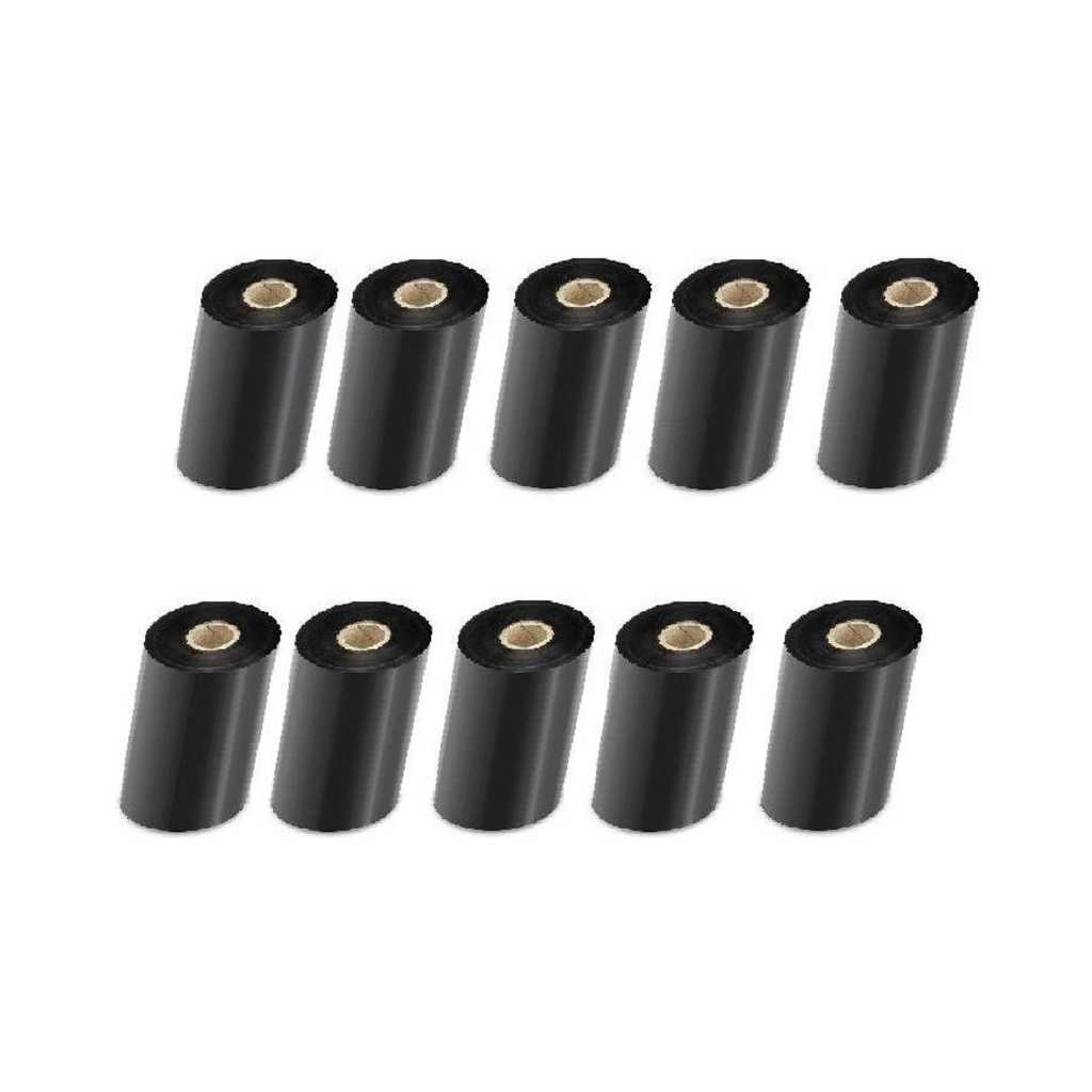 Youtech 80mm X 300meters Wax Ribbon Ink Barcode Labels High Quality Set of 10 Non-Adhesive Paper Label (Black)