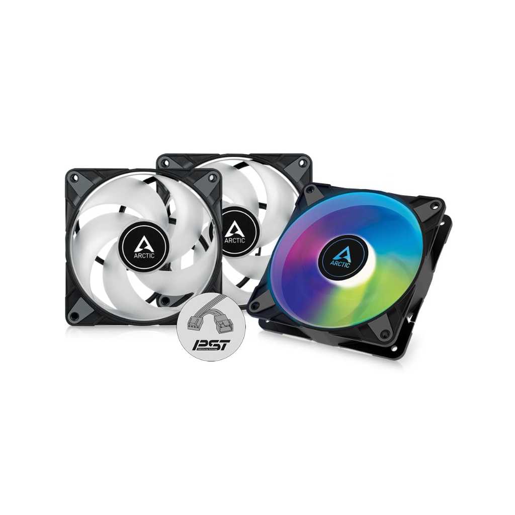 ARCTIC P12 PWM PST A-RGB 0dB 120mm Case Cooling Fans (3 Pack, Black)