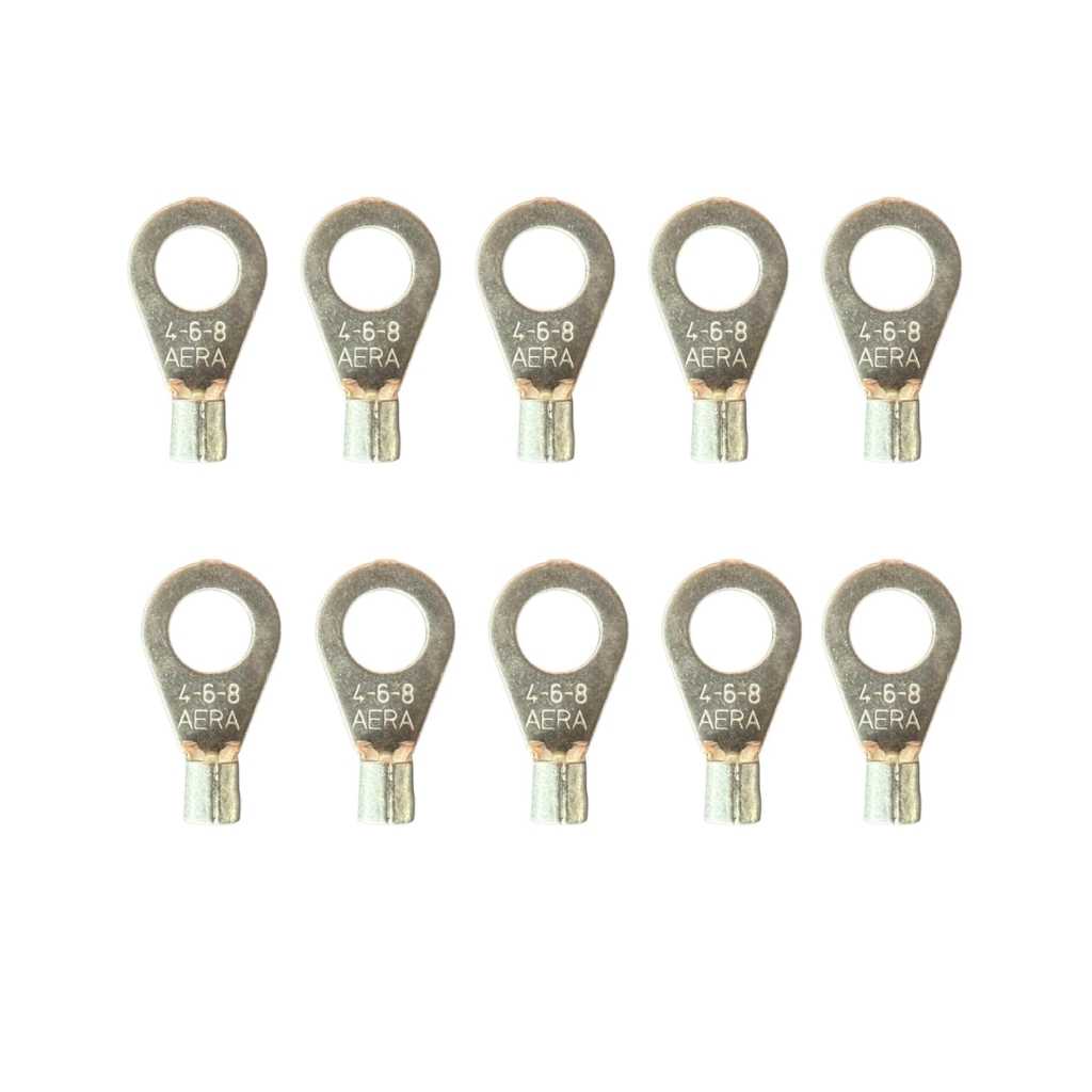 ASOT Copper Cable Lug 4 to 6 SQMM CU 8MM HOLE Pack of 10 Heavy Duty Wire Connector for Solar, Inverter & Battery Use Tin Plated Ring Type Terminal Lug