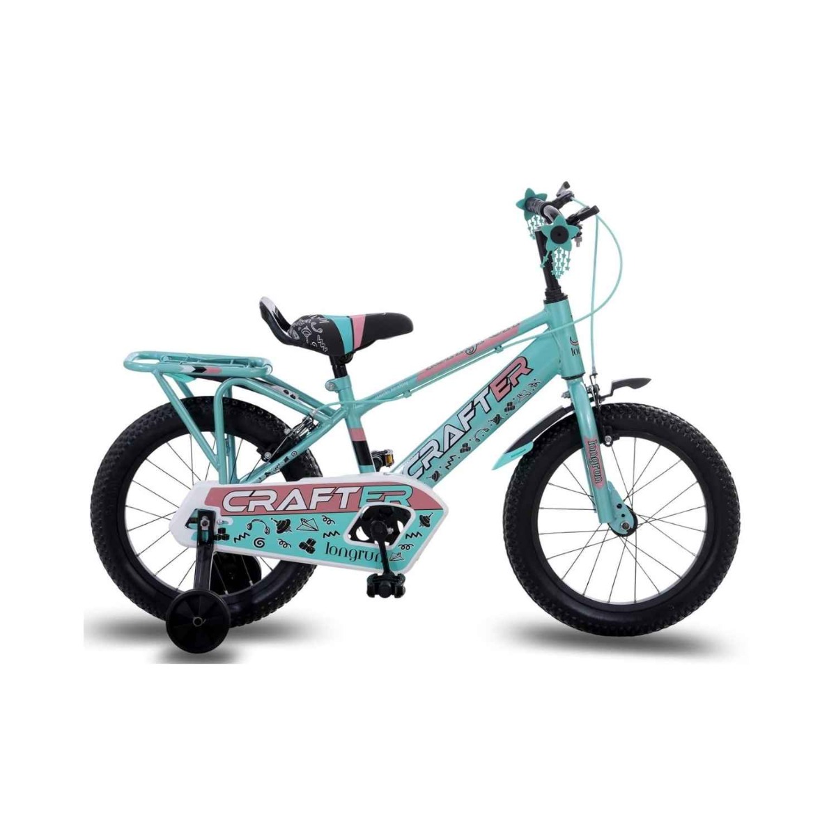 Longrun 16T Kids Cycle with Training Wheels for Boys & Girls 4-7 Years Sea Green