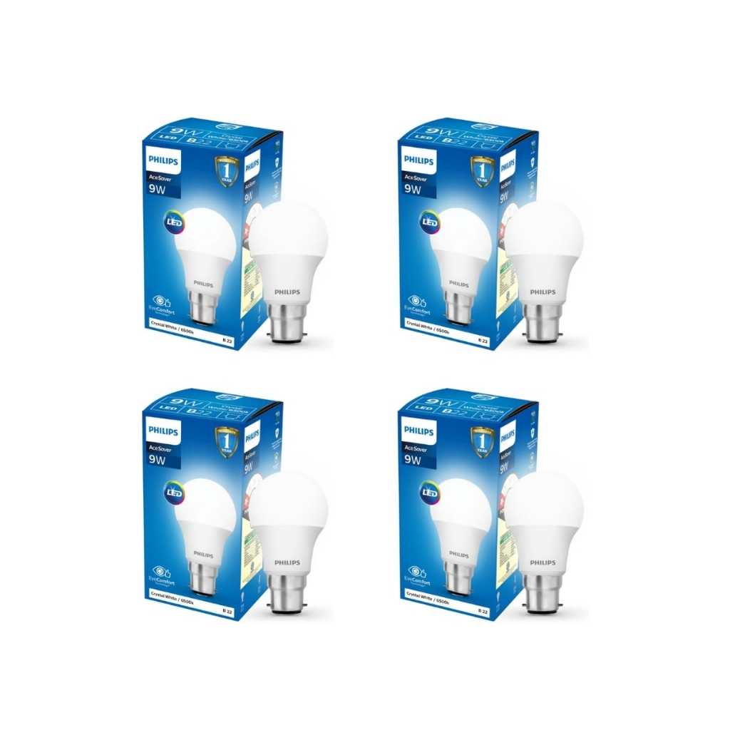 Philips Ace Saver LED Bulb 9W B22 Cool Day White (Pack of 4)