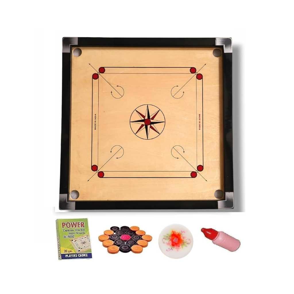 Superior Matte Finish Practice Carrom Board with Coins, Striker and Powder Black New