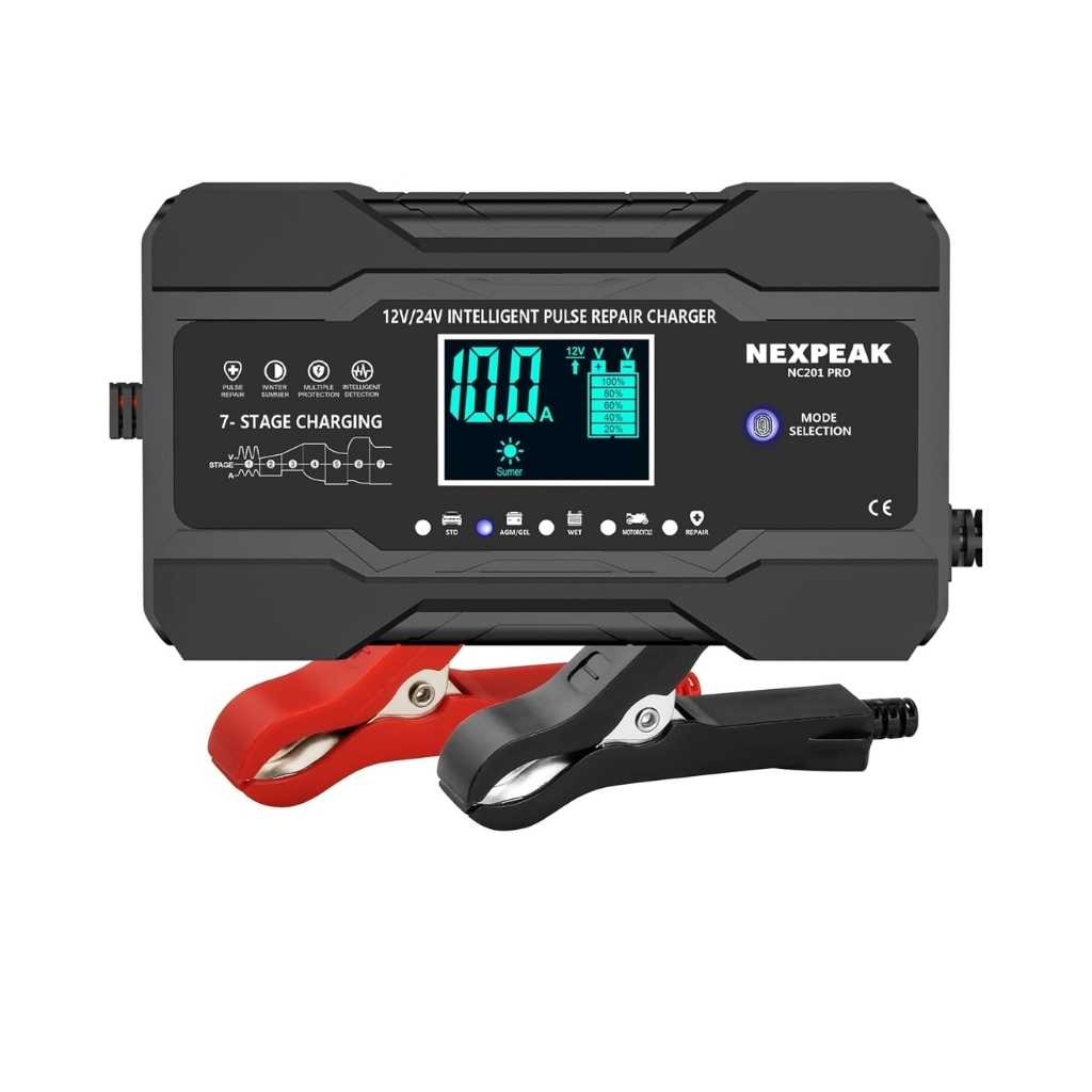 10-Amp Smart Fully Automatic Battery Charger 12V/24V