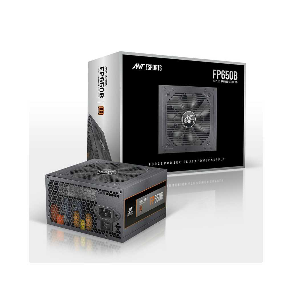 Ant Esports FP650B 80 Plus Bronze Certified Non Modular Gaming Power Supply PSU with Active PFC, Flat Black Cables and Silent Fan