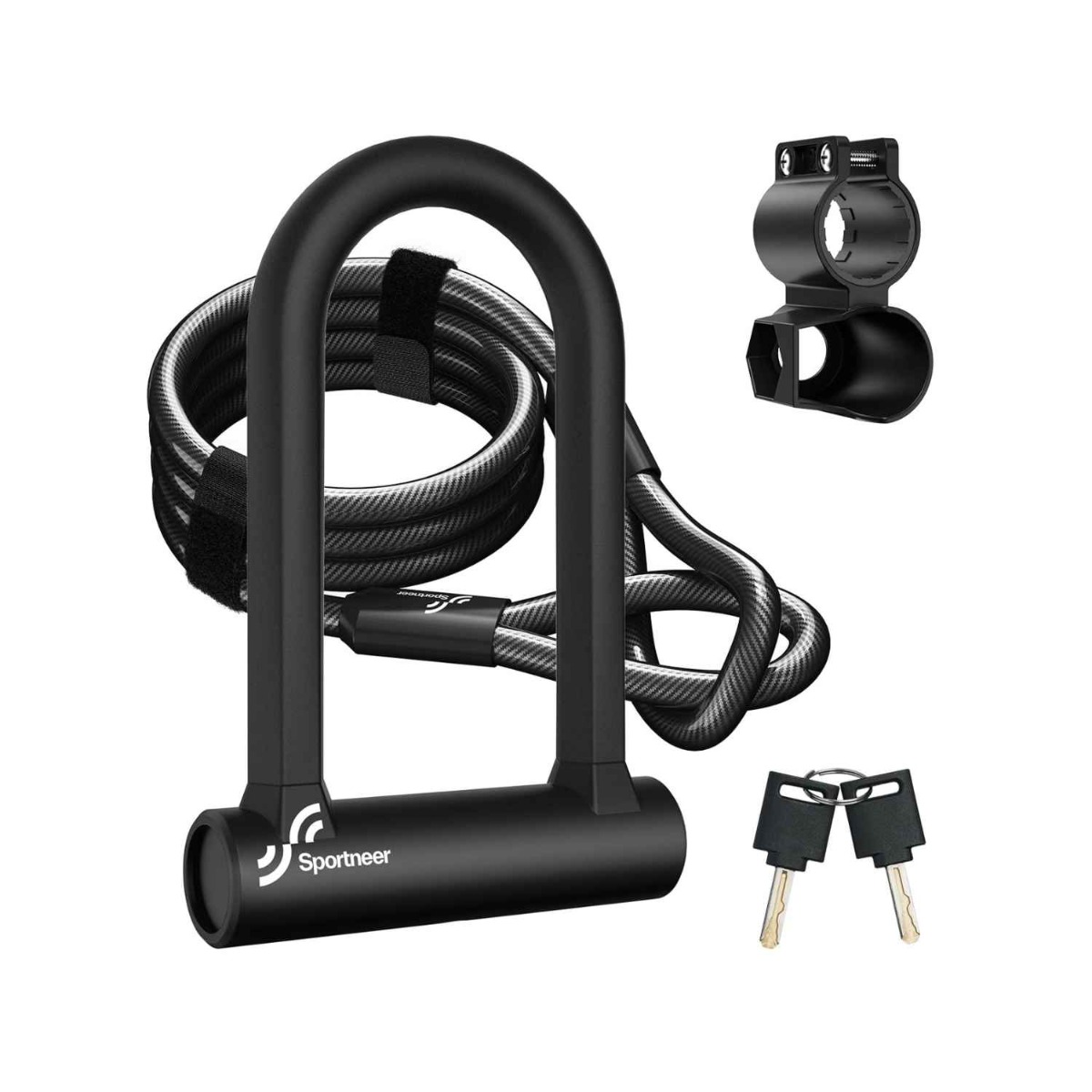 Sportneer Heavy Duty Anti-Theft Bike U Lock with Security Cable