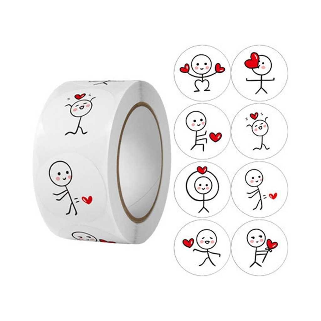 2000pcs Watercolor 4 Cute Cartoon Heart Stickers 25 mm