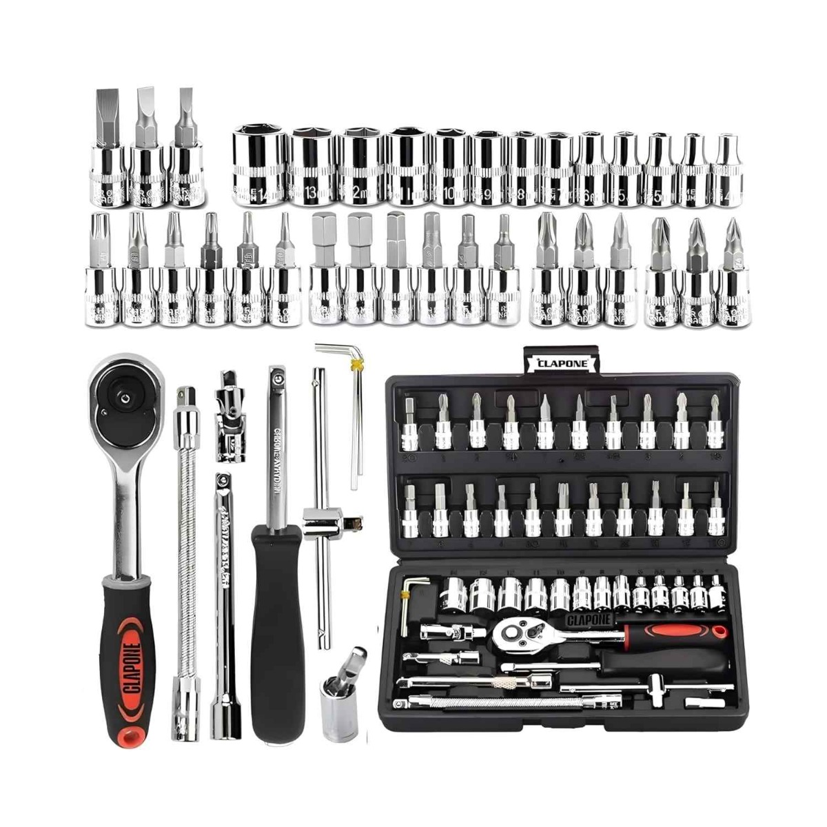 CLAPONE 46 Pcs Socket Ratchet Wrench & Bike Tool Kit