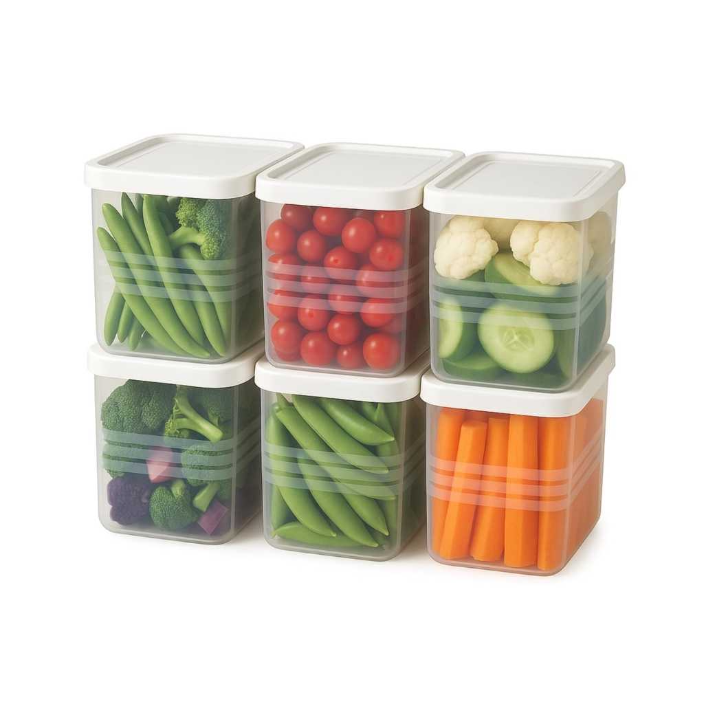 Fridge Storage Containers for Vegetables, 1200ml Pack of 6