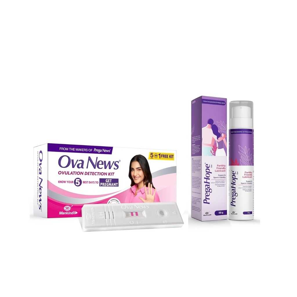 Ova News Ovulation Detection Kit for Women Planning Pregnancy (6 Strips) with Pregahope Fertility Lubricant Gel 50g