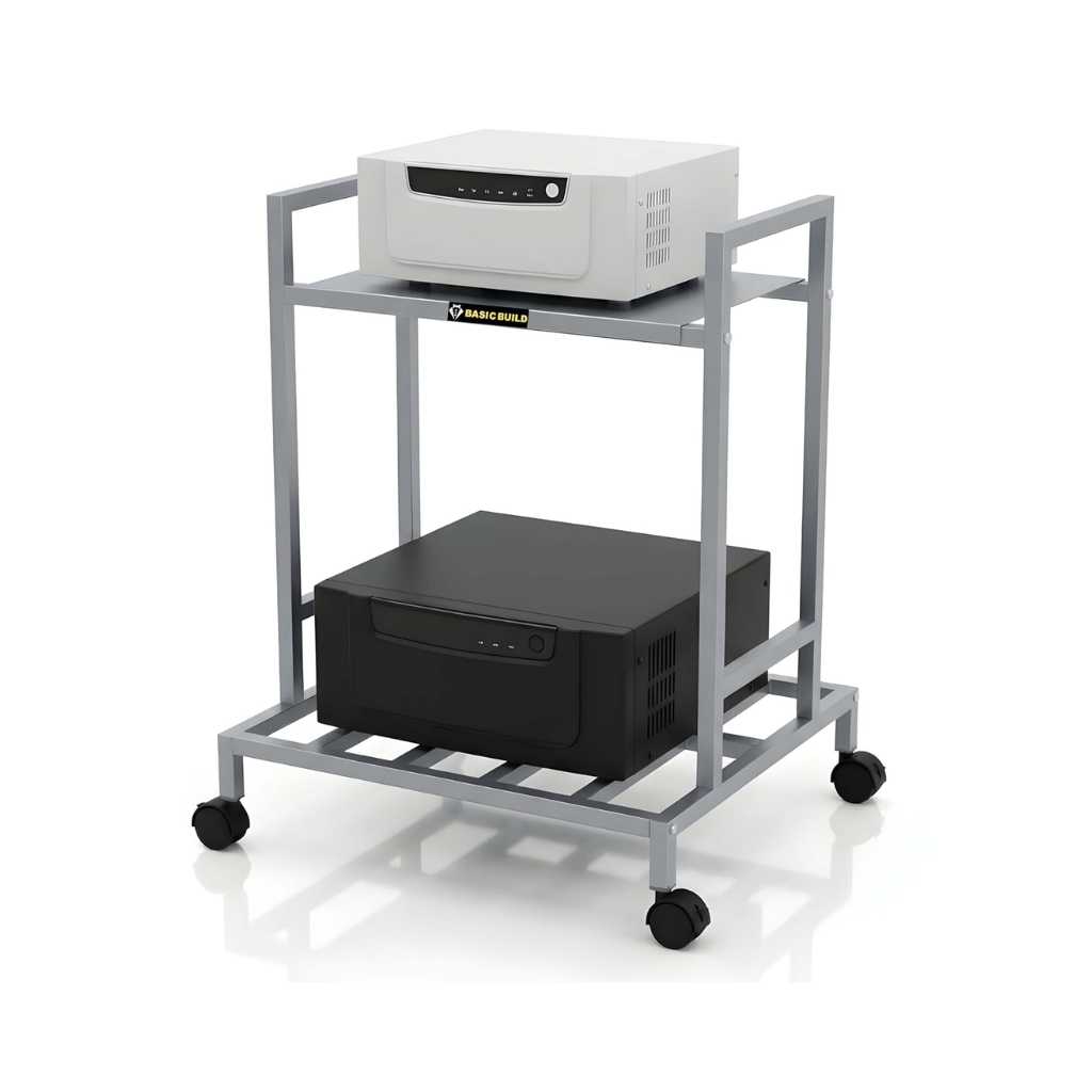 2-Tier Metal UPS Inverter Stand with Wheels