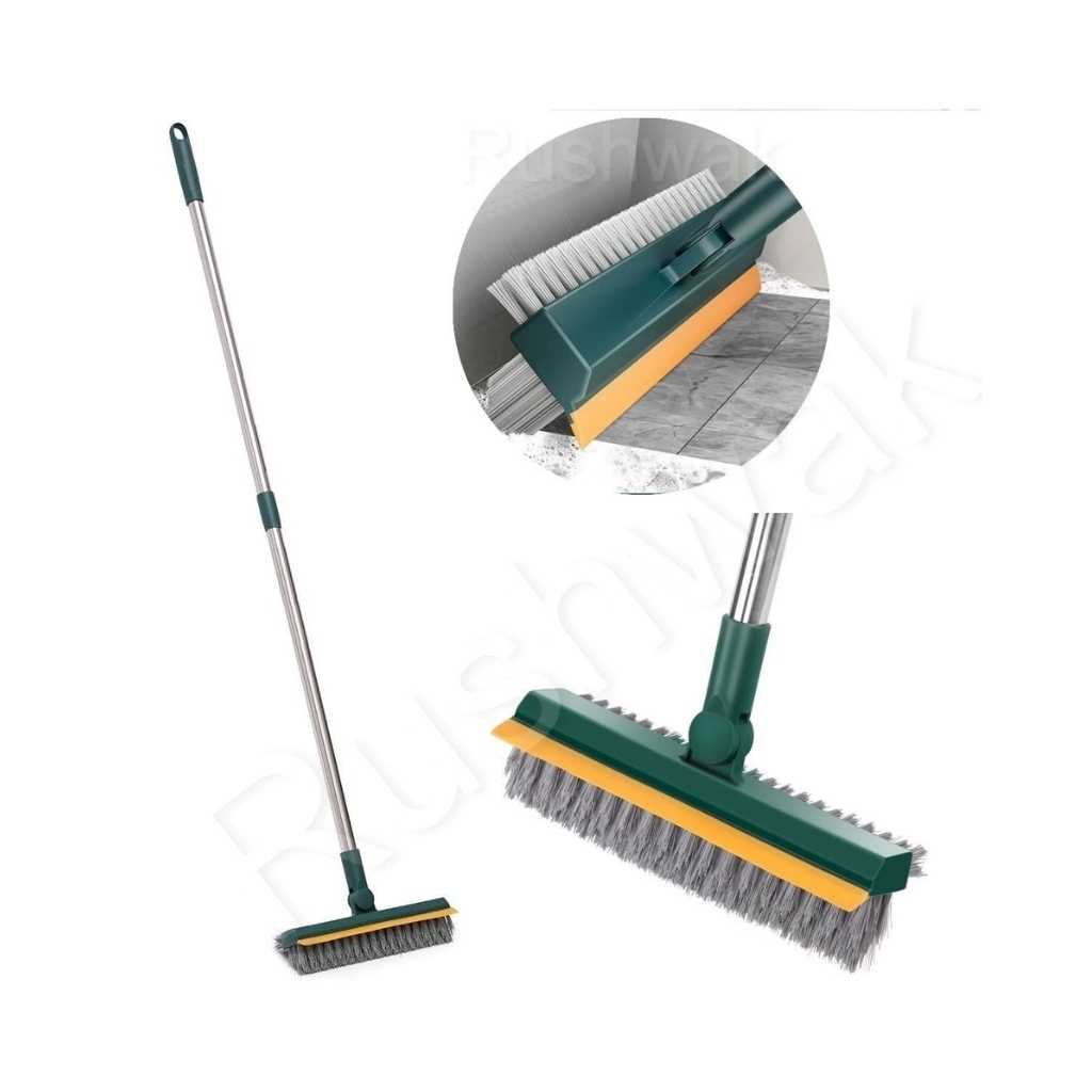 Rushwak 3-in-1 Long Handle Bathroom Cleaning Brush with Wiper