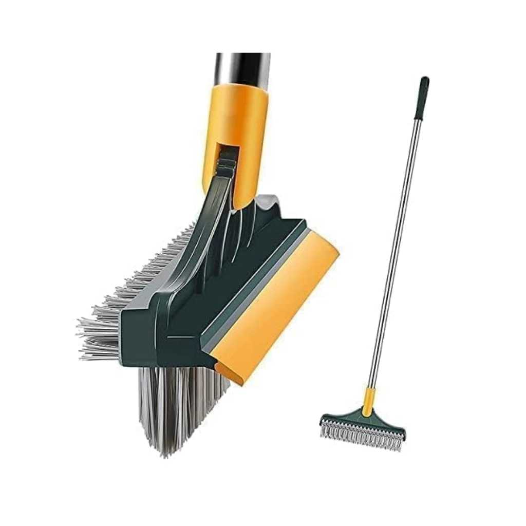 3-in-1 Bathroom Cleaning Brush with Wiper and Long Handle