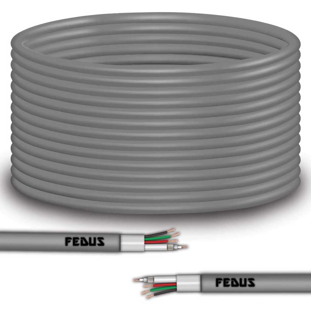 FEDUS 20M 23AWG Pure Copper 3+1 Outdoor CCTV Camera Coaxial Cable