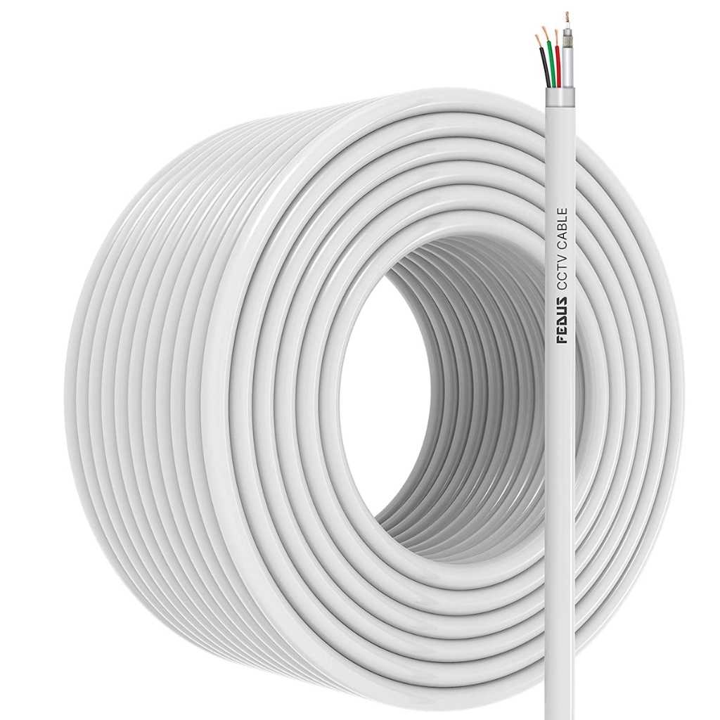 FEDUS 23AWG Pure Copper 3+1 CCTV Camera Coaxial Cable – 10 Meter