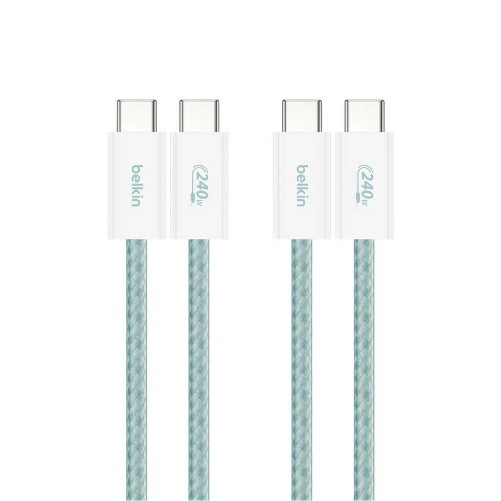 Belkin Braided USB-C to USB-C Cable Pack of 2, 240W PD Fast Charging (1.5M, Green)