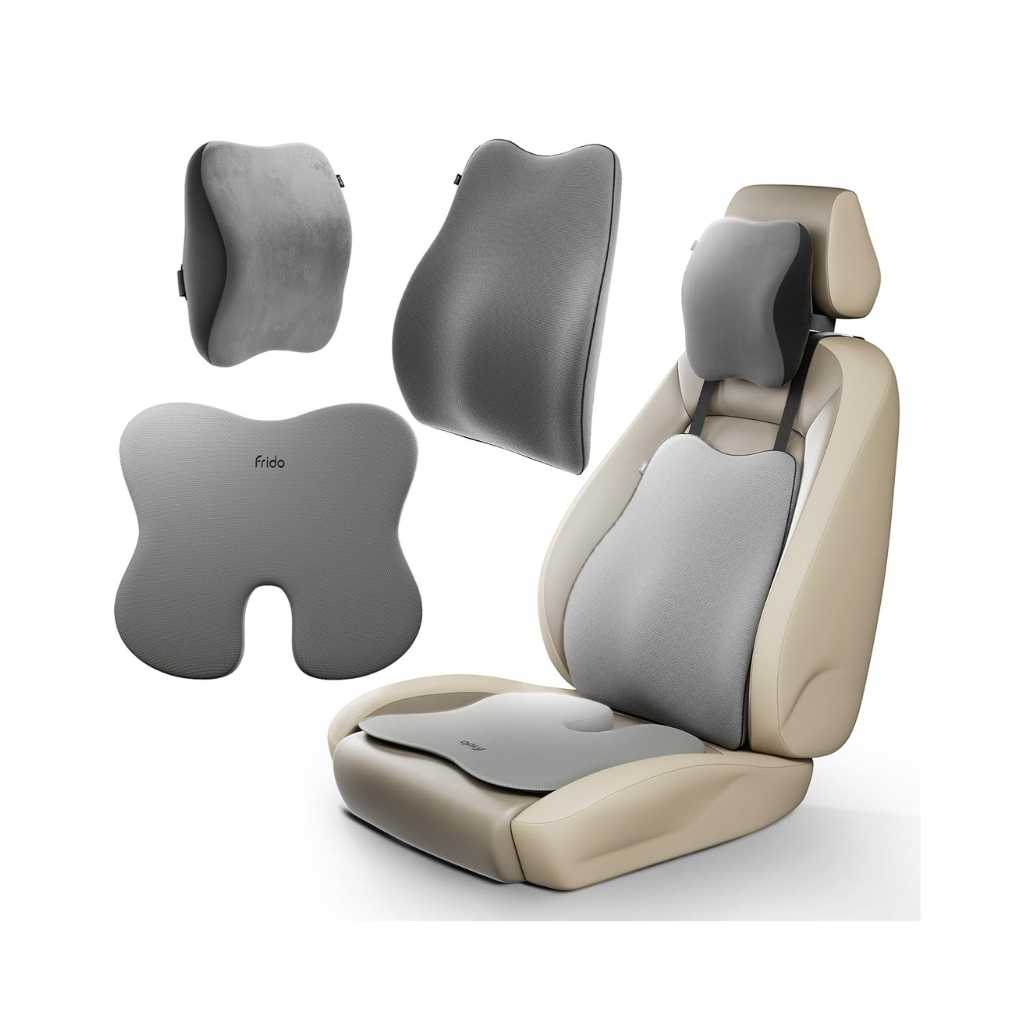 Frido Ultimate Car Comfort Combo – Neck Rest, Backrest & Wedge Seat Cushion